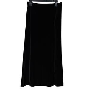 Susan Graver Studio Black Size Medium Long Elastic Waist Velvet Skirt Pockets